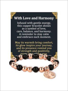 Pure Copper Beaded Bracelet Tree of Life Charm Adjustable